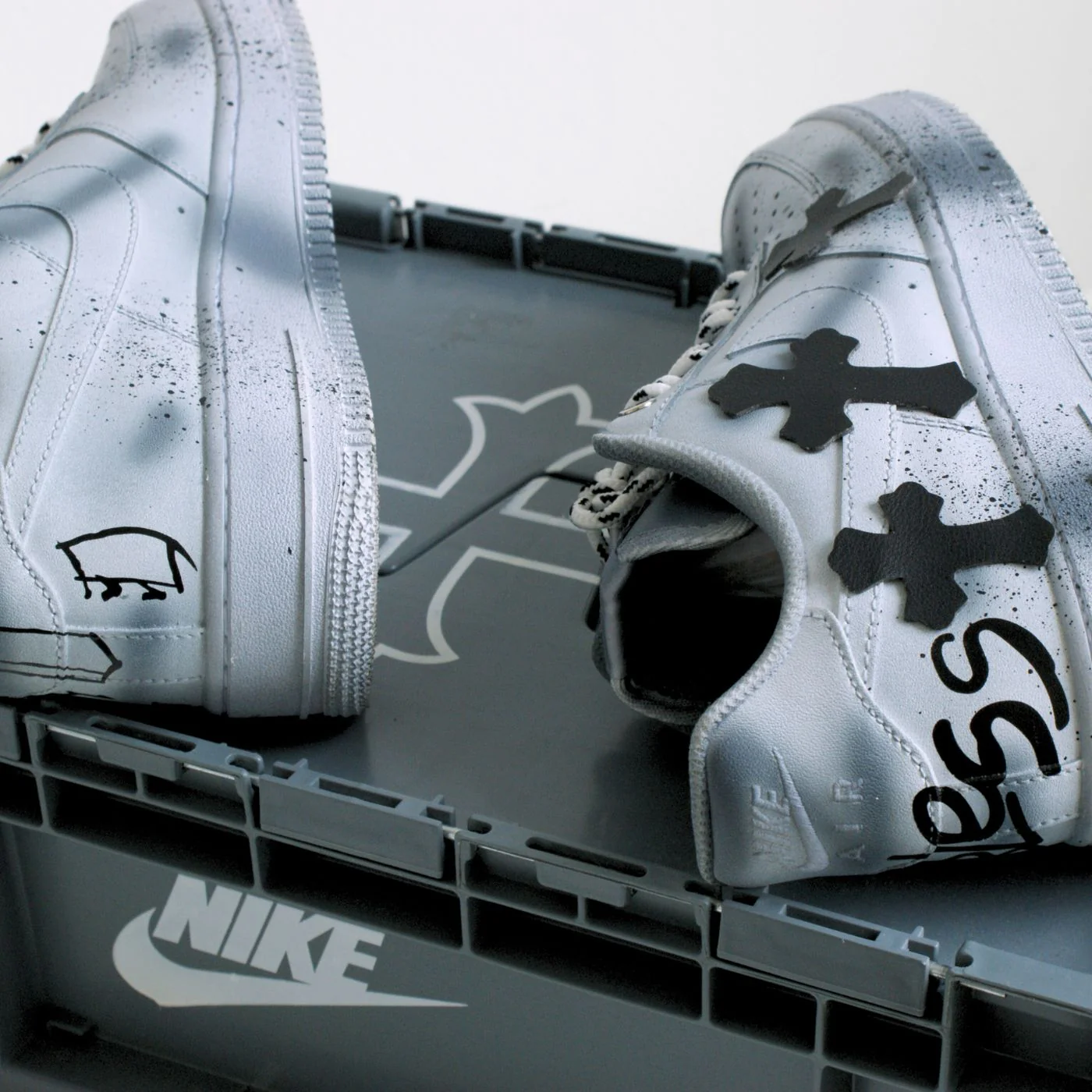 Blue Chrome Hearts Air Force 1 - Image 9