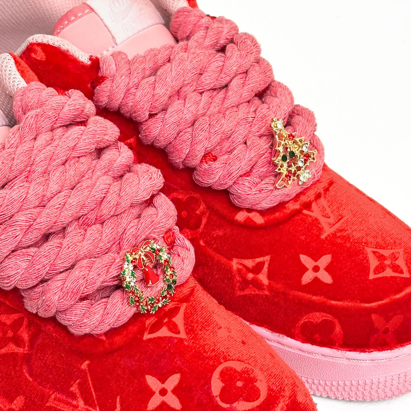 Red LV Velvet Air Force 1 - Image 3