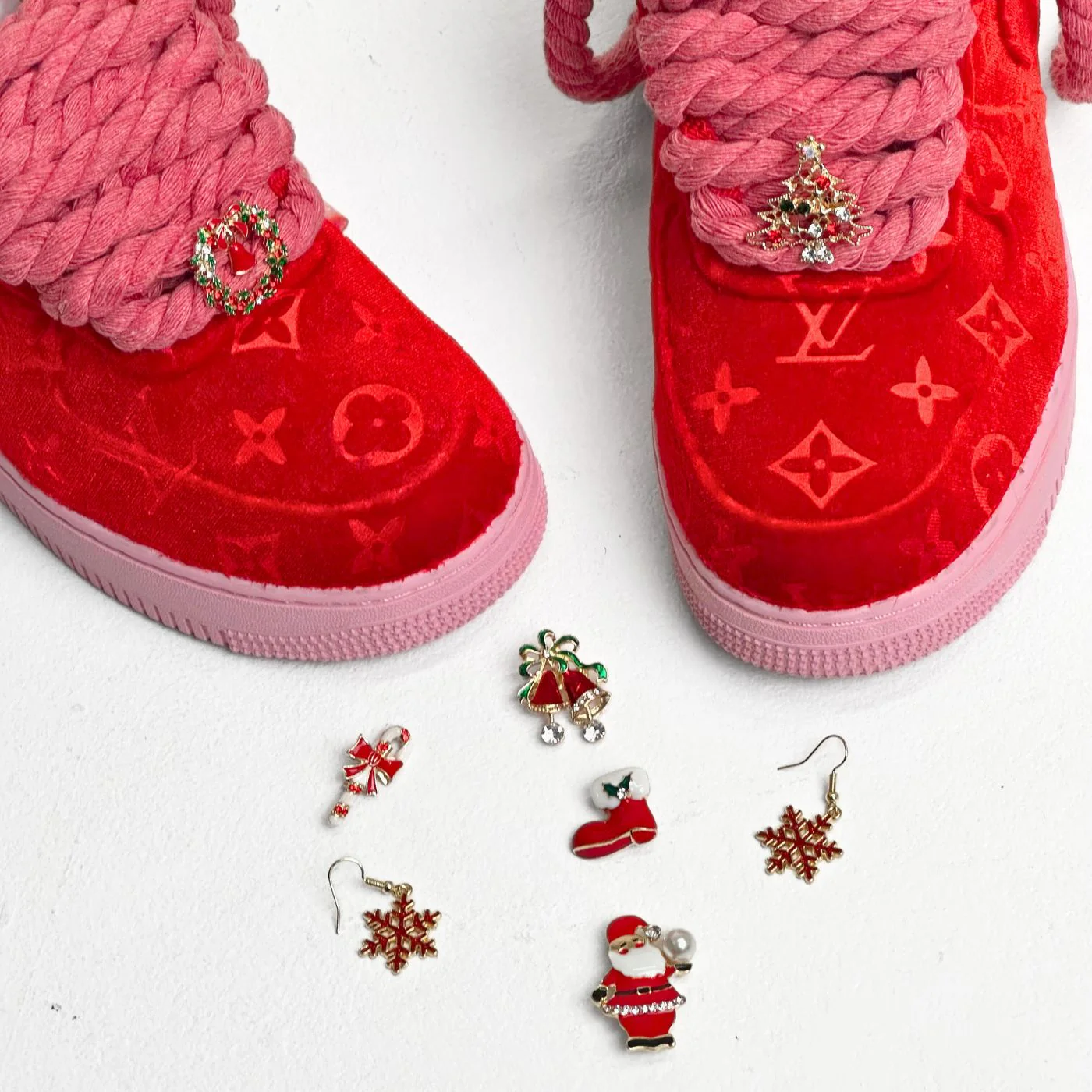 Red LV Velvet Air Force 1 - Image 5