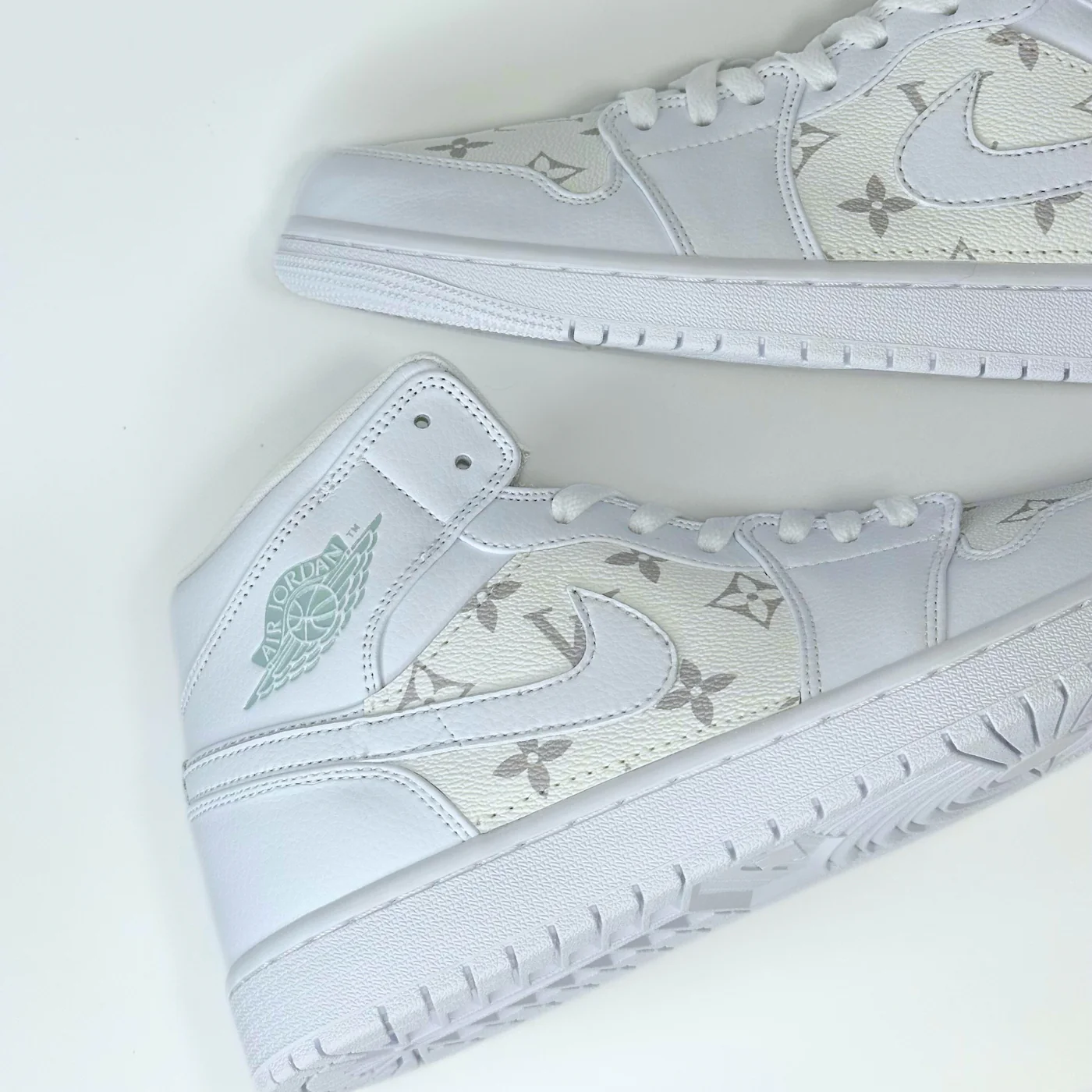 White LV Jordan 1 Mid - Image 4